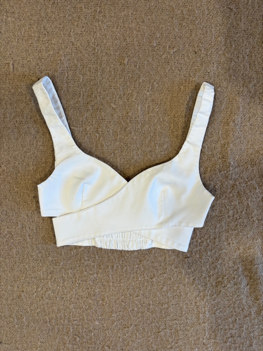 Zara White Elastic-Back Cropped Top